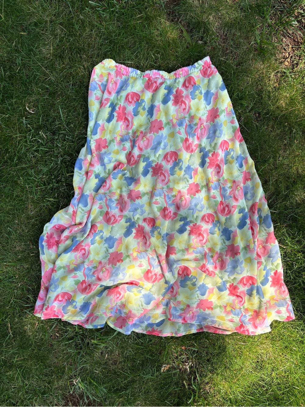 Christopher & Banks Floral A-Line Skirt in Pink, Blue & Yellow